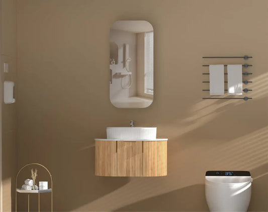 EARLS Squircle Shaving Cabinet 450x900mm - WALNUT Carysil