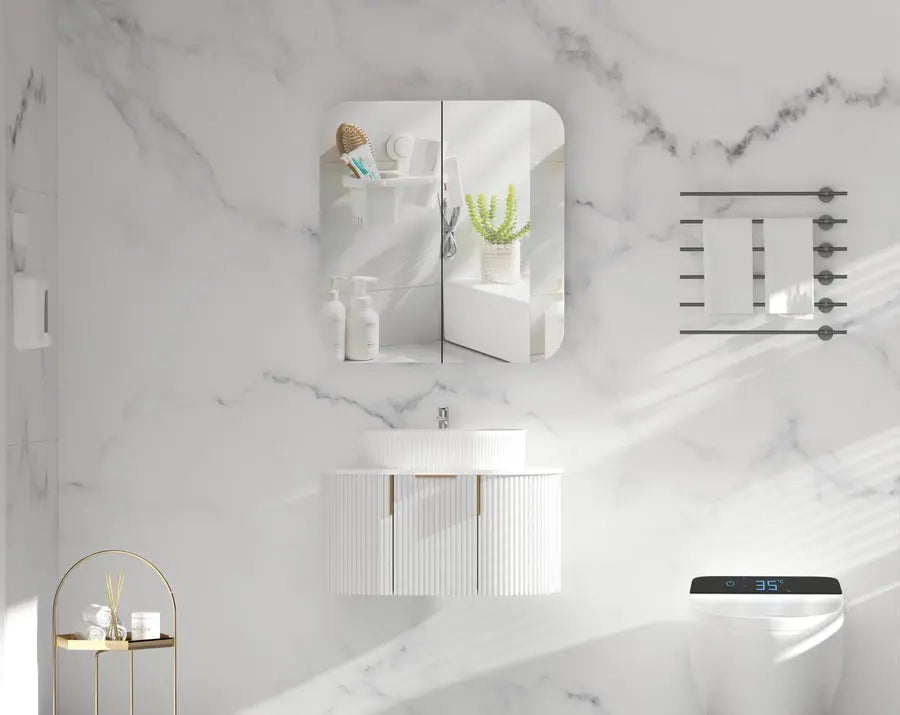 GRAND Shaving Cabinet 750x800mm/900x800mm - MATTE WHITE Carysil