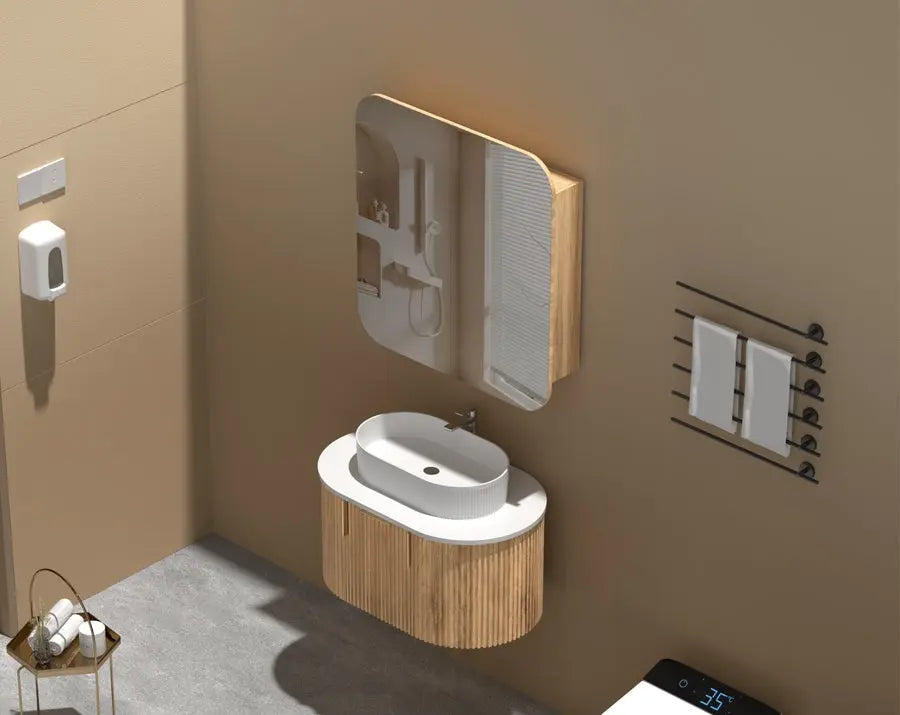 GRAND Shaving Cabinet 750x800mm/900x800mm - WALNUT Carysil