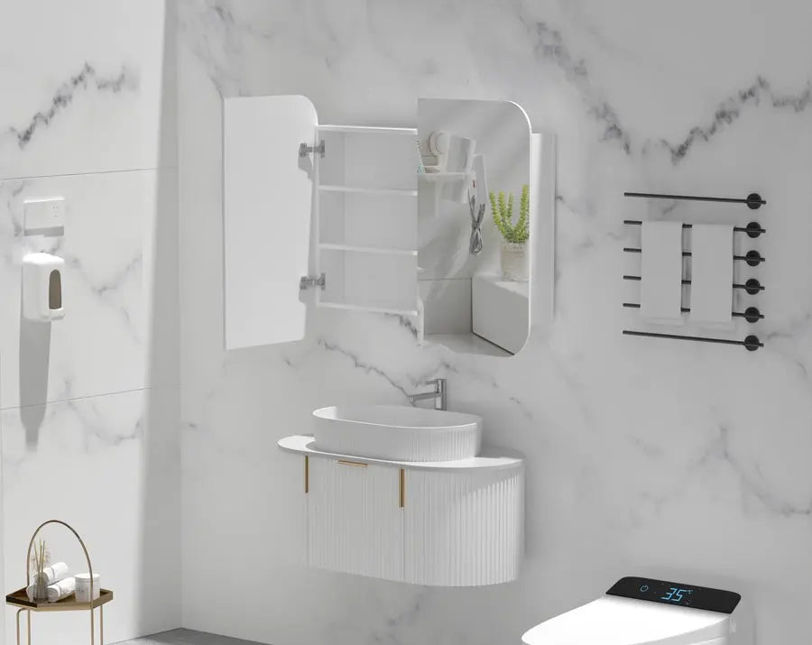 GRAND Shaving Cabinet 750x800mm/900x800mm - MATTE WHITE Carysil