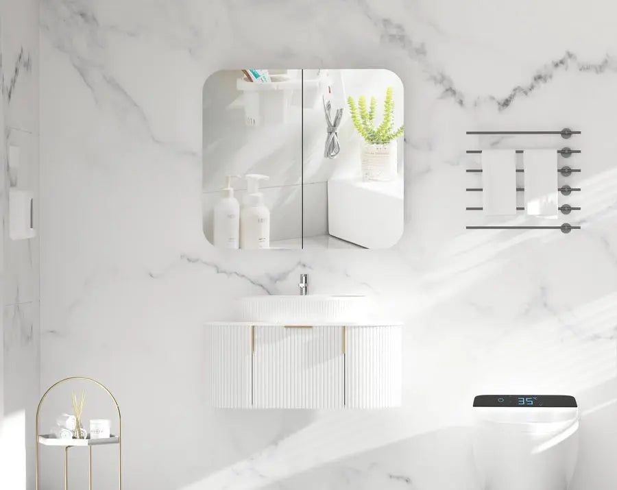 GRAND Shaving Cabinet 750x800mm/900x800mm - MATTE WHITE Carysil