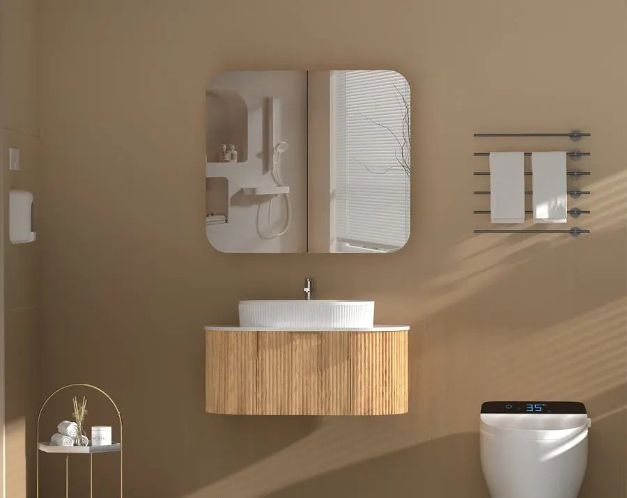 GRAND Shaving Cabinet 750x800mm/900x800mm - WALNUT Carysil