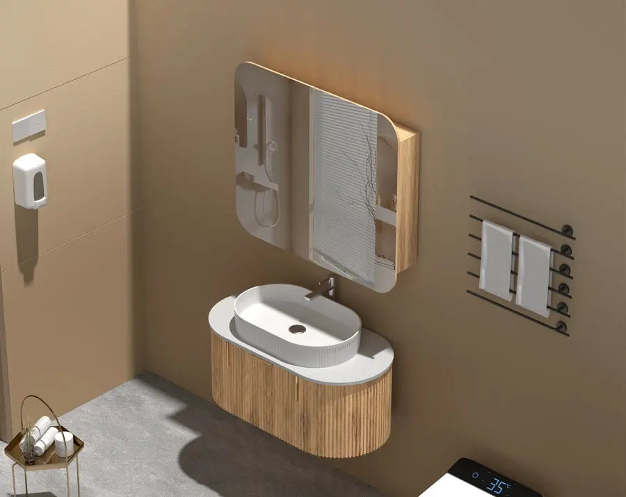 GRAND Shaving Cabinet 750x800mm/900x800mm - WALNUT Carysil