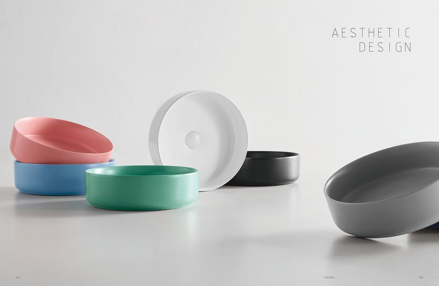 Matte Dark Blue Above Counter Ceramic Basin - 360x360x120mm