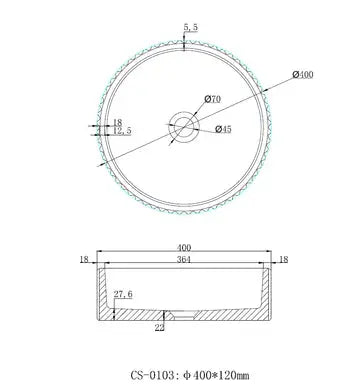 Carysil Matte White Above Counter Fluted Concrete Basin - 400x400x120mm