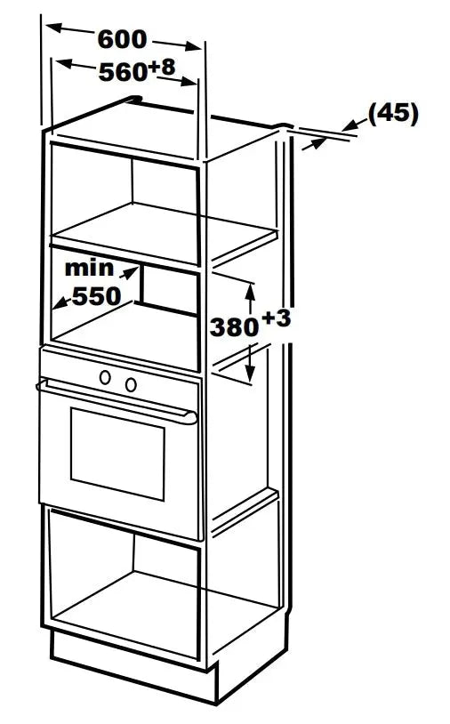 Carysil Built-In Microwave 60cm in Black