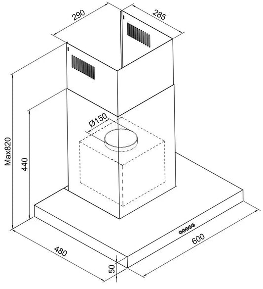 Carysil T Shape Stainless Steel Wall-Mounted Rangehood 60CM