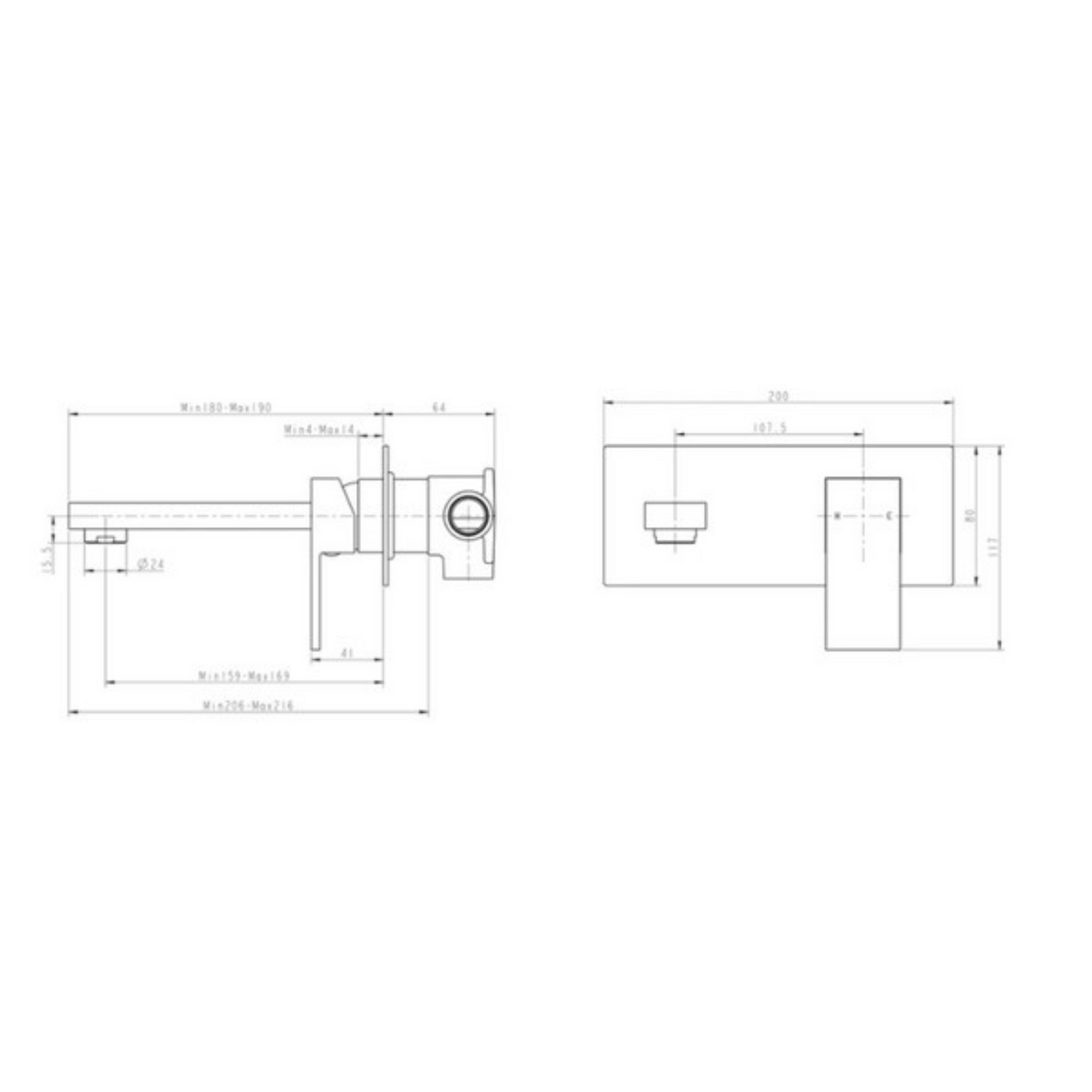 BLAZE Chrome Bathtub/Basin Wall Mixer With Spout (color up)(extension part)