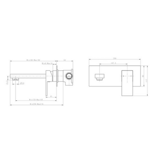 BLAZE Chrome Bathtub/Basin Wall Mixer With Spout (color up)(extension part)