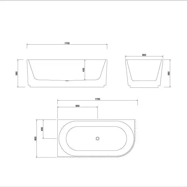 Genova Corner Bathtub - Left or Right Hand Corner - in 2 Sizes (1500mm,1700mm)