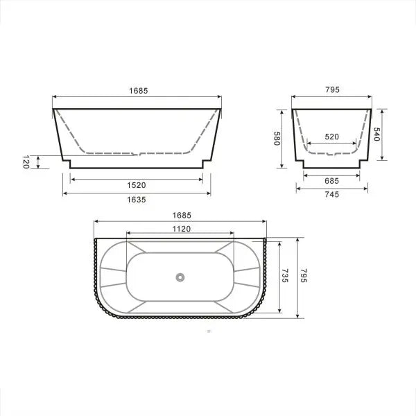 Havana Back To Wall Bathtub - in 2 Sizes (1490mm,1685mm)