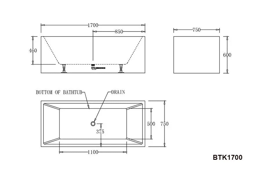 KANSAS Corner Bathtub in 2 Sizes (1500mm,1700mm)