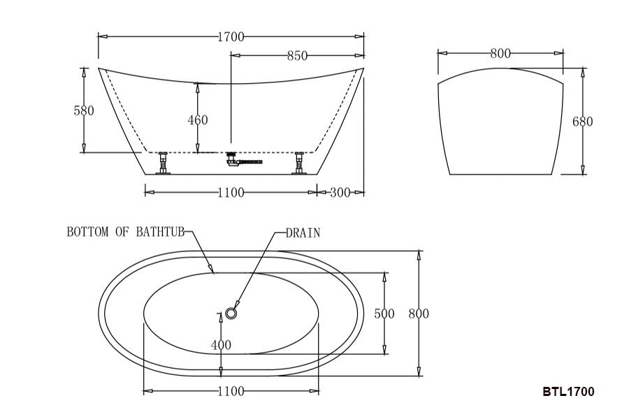 Lyon Freestanding Bath - in 2 Sizes (1500mm, 1700mm)