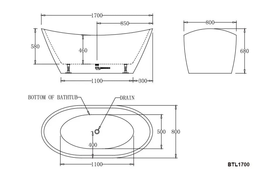 Lyon Freestanding Bath - in 2 Sizes (1500mm, 1700mm)