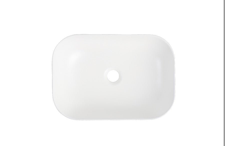 Rectangular Matte White Above Counter Ceramic Basin - 460x330x140mm