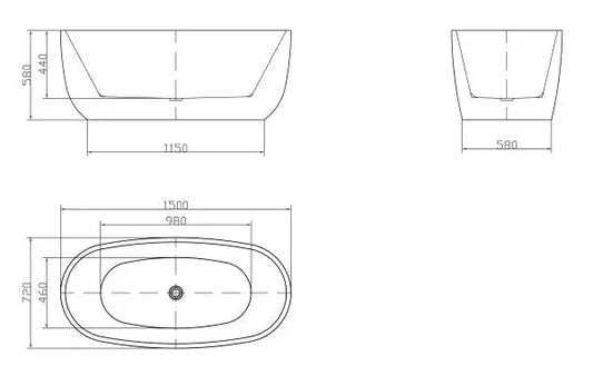 Paris Freestanding Bathtub - 2 Sizes (1500mm,1700mm) - Matte or Glossy White