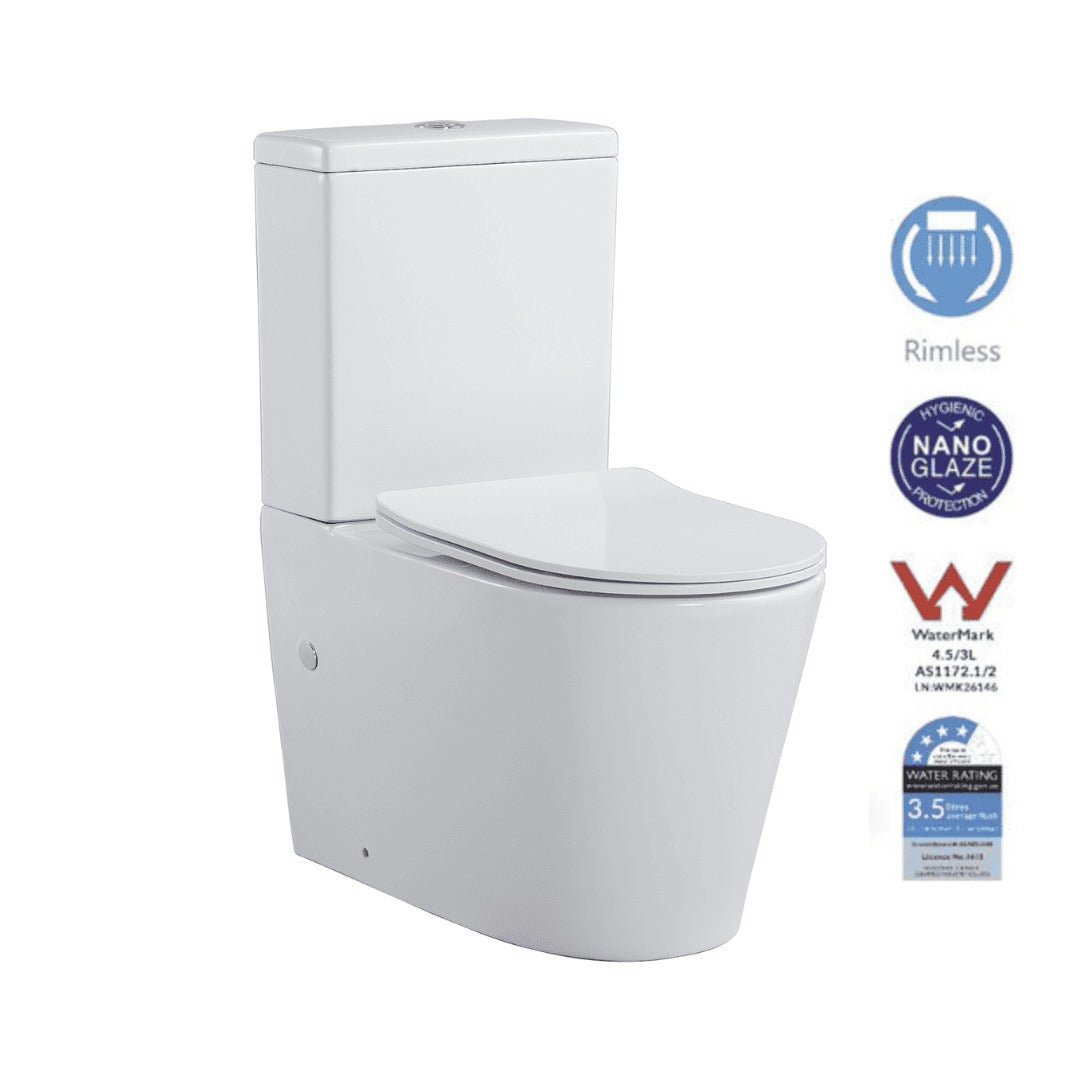 ROYAL Rimless Back to wall Nano Cistern and Toilet Suite – Gloss White