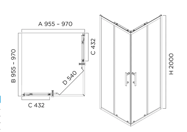 LOUVE SQUARE SLIDER SHOWER SCREEN - 2 Sizes & 2 Color's Available