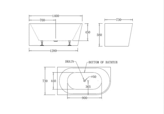 Milan Corner Bathtub - Left or Right Hand Corner - in 3 Sizes (1400,1500,1700mm)