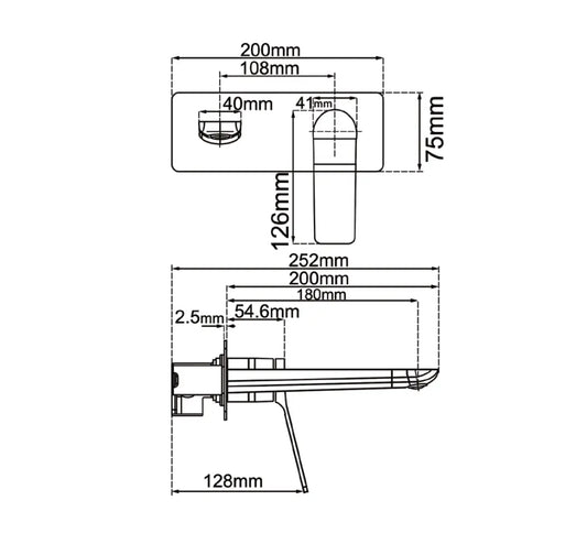 RUSHY Square Brushed Yellow Gold Wall Mixer with Spout