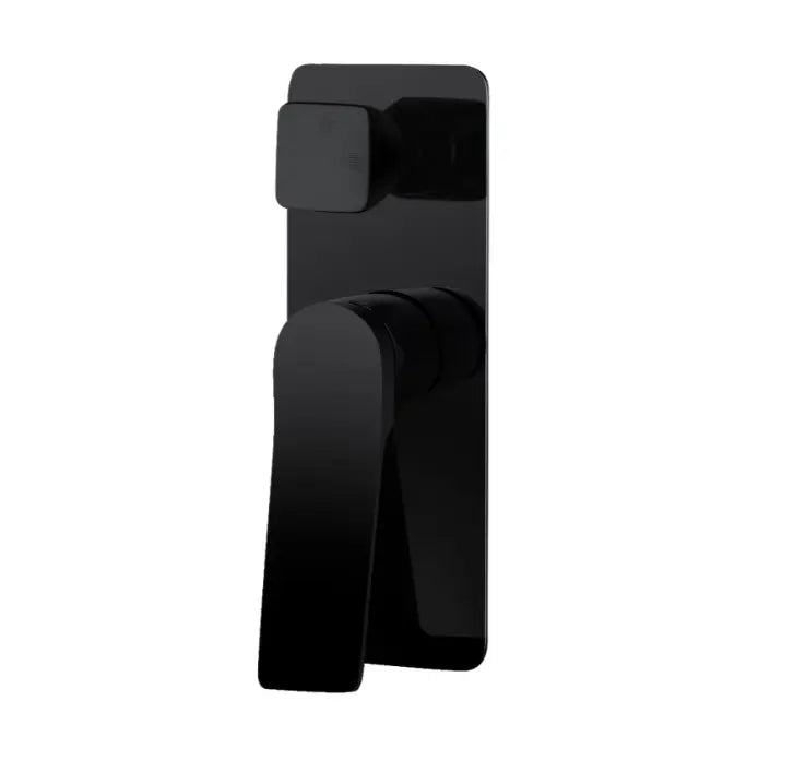 RUSHY Square Black Wall Mixer With Diverter
