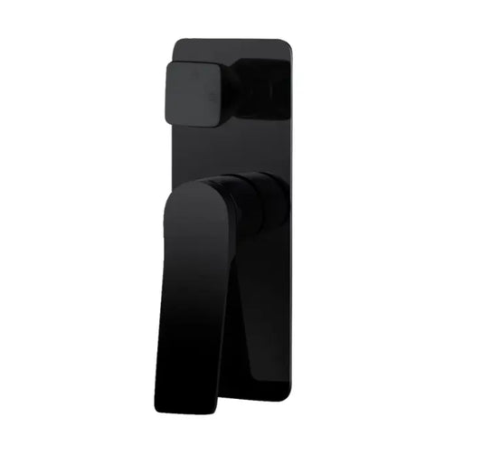 RUSHY Square Black Wall Mixer With Diverter