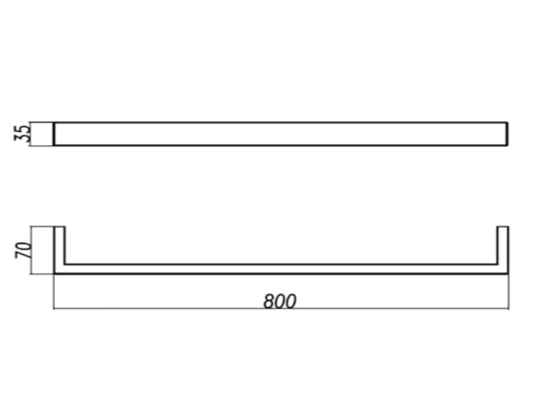 IVANO Series Square Single Towel Rail 600mm, 800mm