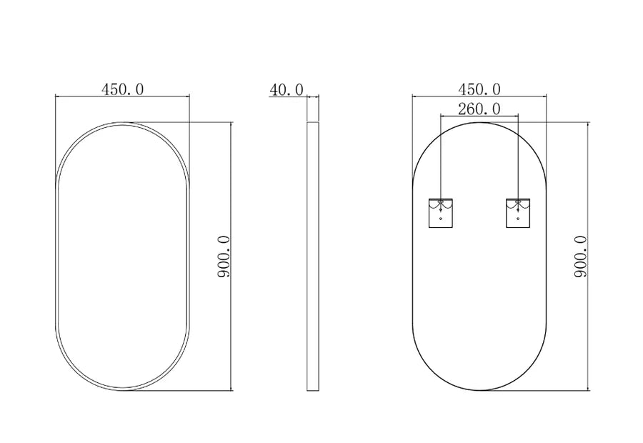 Oval Black Frame Mirror