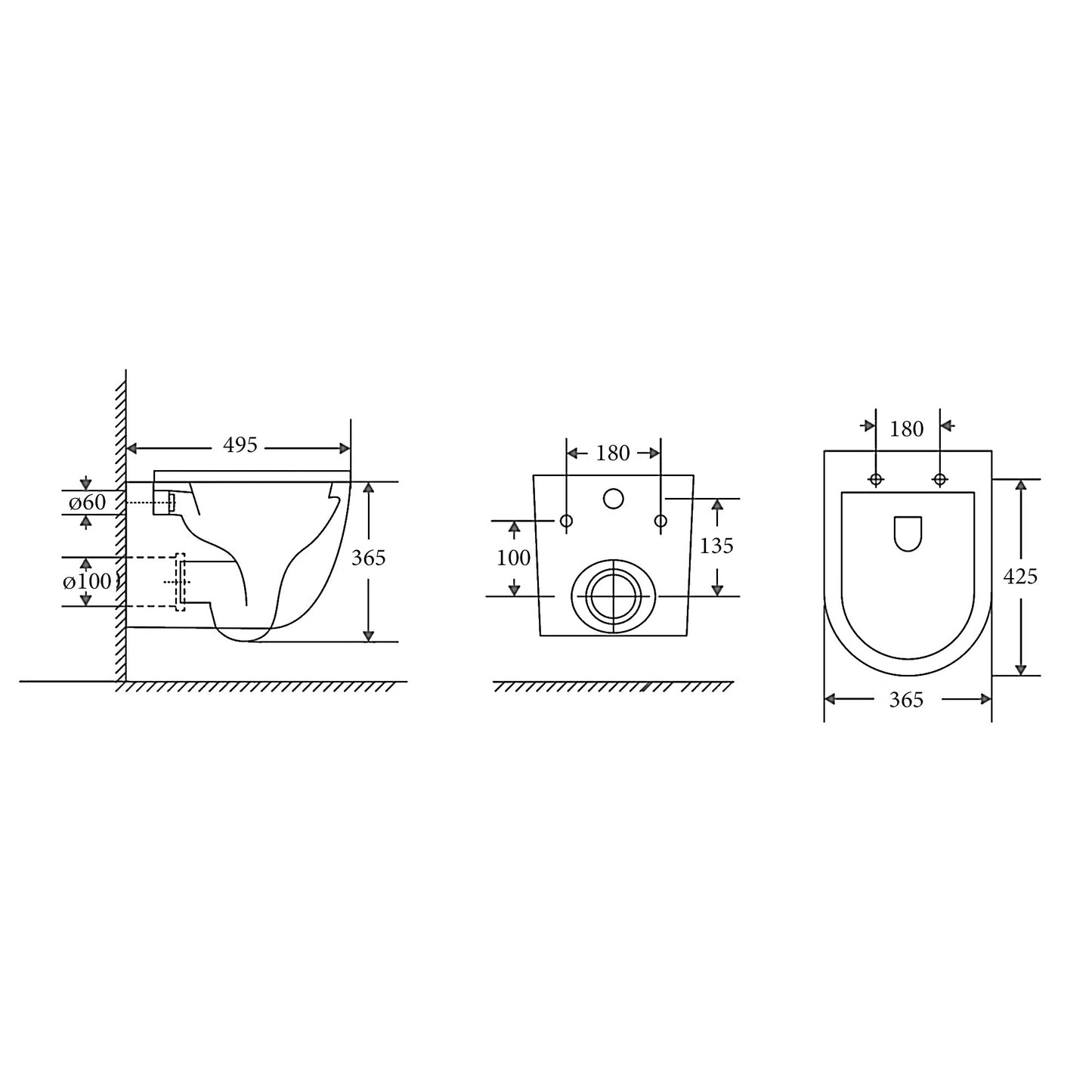 KIEV Tornado-Rimless Wall Hung Pan