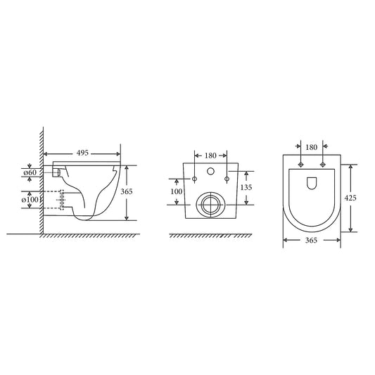 KIEV Tornado-Rimless Wall Hung Pan