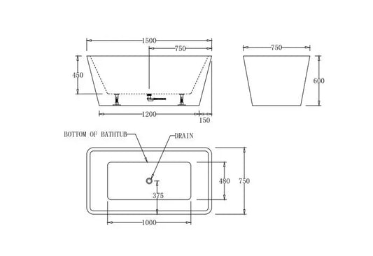 TURIN Freestanding Bathtub - in 2 Sizes (1500mm,1700mm)