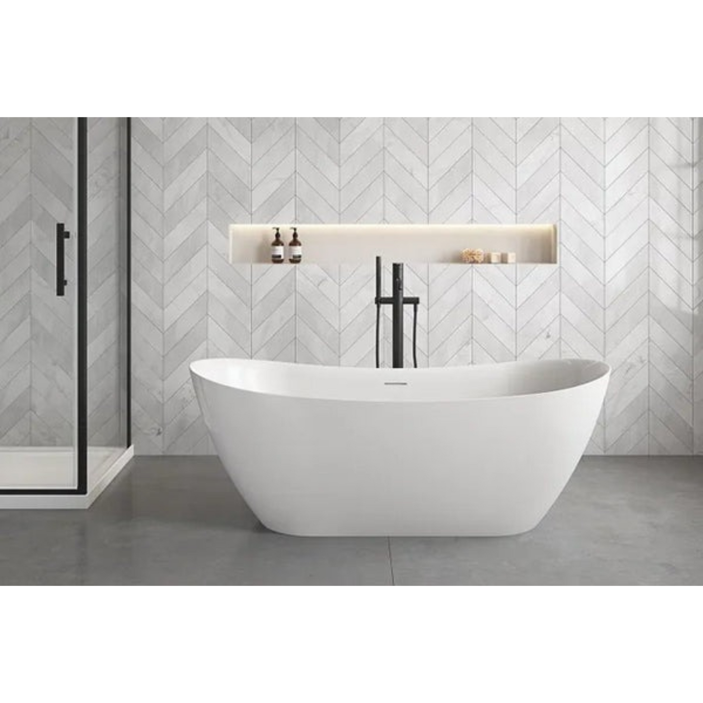 LUKA 1700 Free Standing Overflow Right Hand Bath Tub