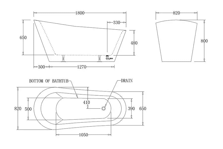 VENICE Freestanding Bathtub - 1800mm