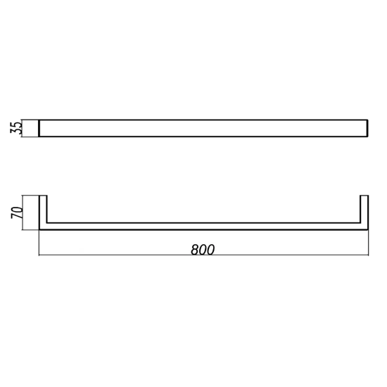 IVANO Series Square Single Towel Rail 600mm, 800mm