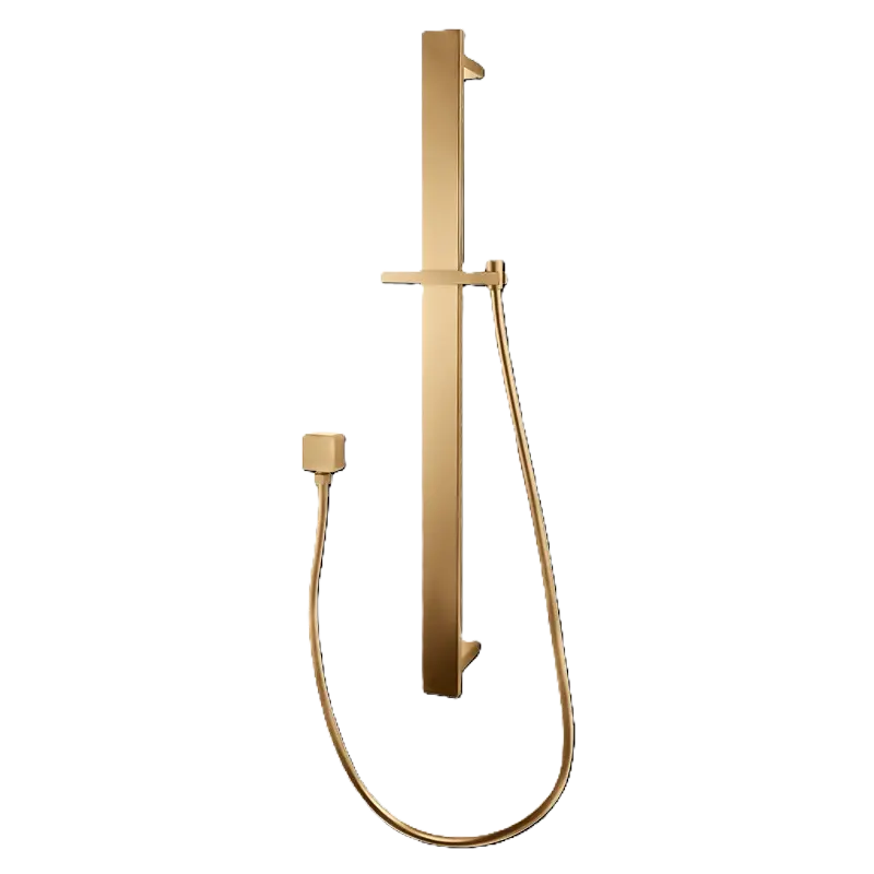 Square Sliding Shower Rail without handheld Shower (PVC Hose) - in Gun Metal and Brushed Brass