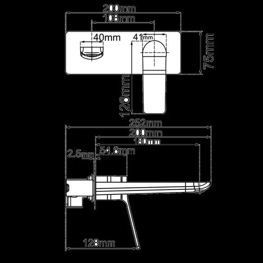 RUSHY Square Brushed Nickel Wall Mixer with Spout