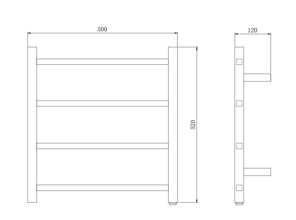 Square Electric Heated Towel Rack 4 Bars