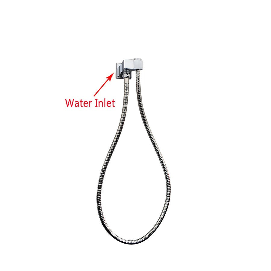 Square Chrome Shower Holder Wall Connector & Hose Only - in 4 Color Finishes