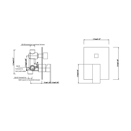 BLAZE Chrome Bath/Shower Mixer Diverter