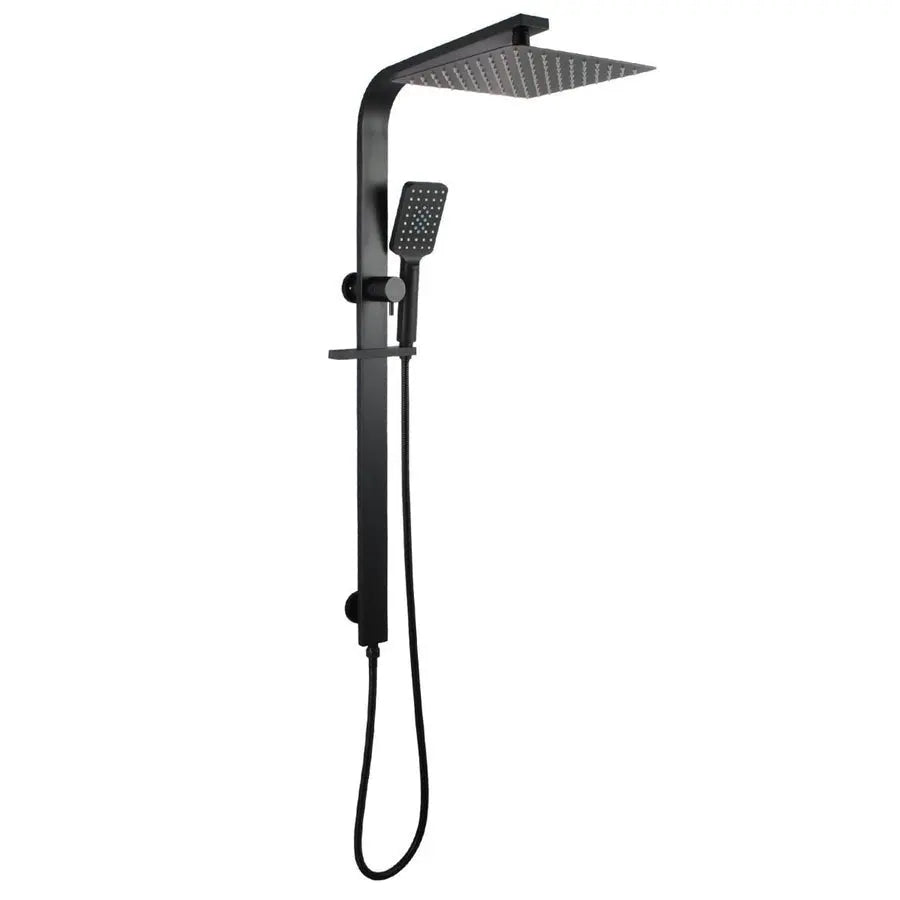 10" Square Wide Rail Shower Station Top Water Inlet with 3 Functions Handheld - in Chrome and Matte Black