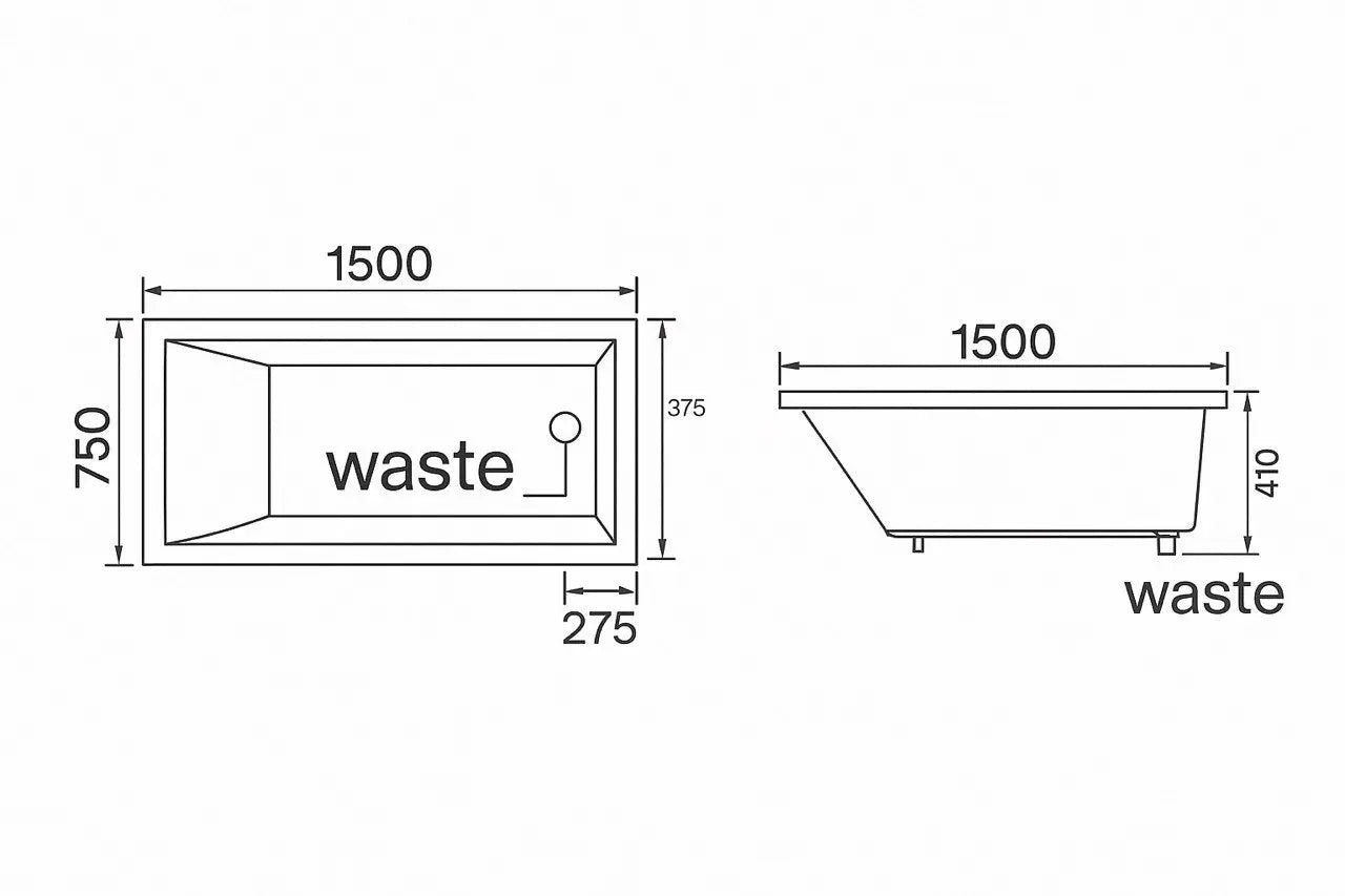CHELSEA Drop In Bath Tub - Available in 2 sizes (1500mm,1700mm)