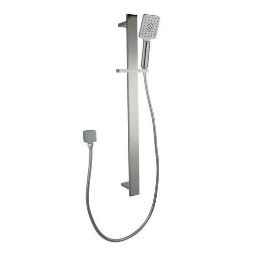 Square Sliding Shower Rail with 3 Mode Handheld Shower Wall Connector Set - in Chrome, Matte Black, Brushed Nickel