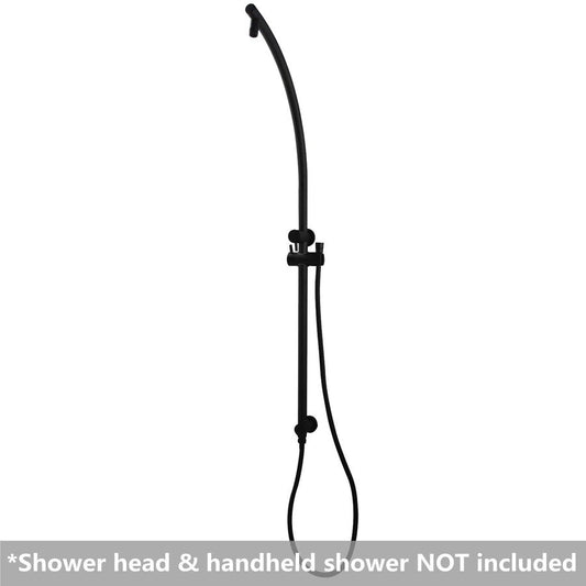 Round Chrome or Matte Black Top Inlet Shower Rail