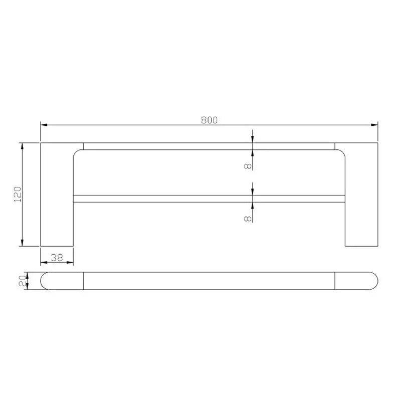 AU Series Brushed Nickel Double Towel Rail 800mm