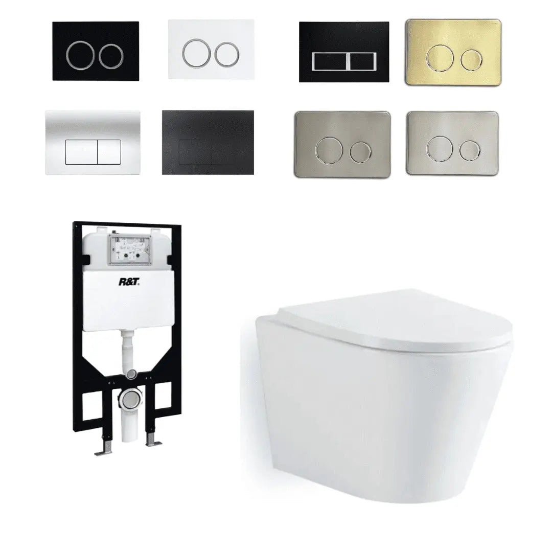 BERTON R&T Wall Hung Rimless Pan and in wall cistern Package