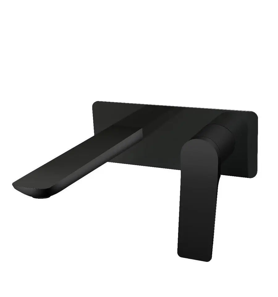 RUSHY Square Black Wall Mixer with Spout 