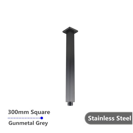 Square Gun Metal Grey Ceiling Shower Arm 300mm  Shower Arm