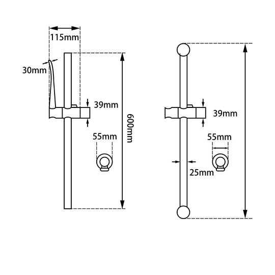 Round Chrome Hand held Shower Set With Rail  Handheld Shower Head