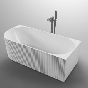 BENITA 1700mm Fluted Right Hand Corner Bathtub in Gloss White  Bathtub