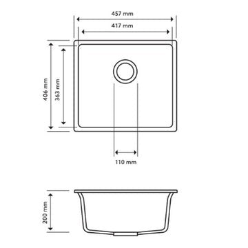 Carysil Magic Salsa Single Bowl Granite Stone Kitchen/Laundry Sink Top/Flush/Under Mount